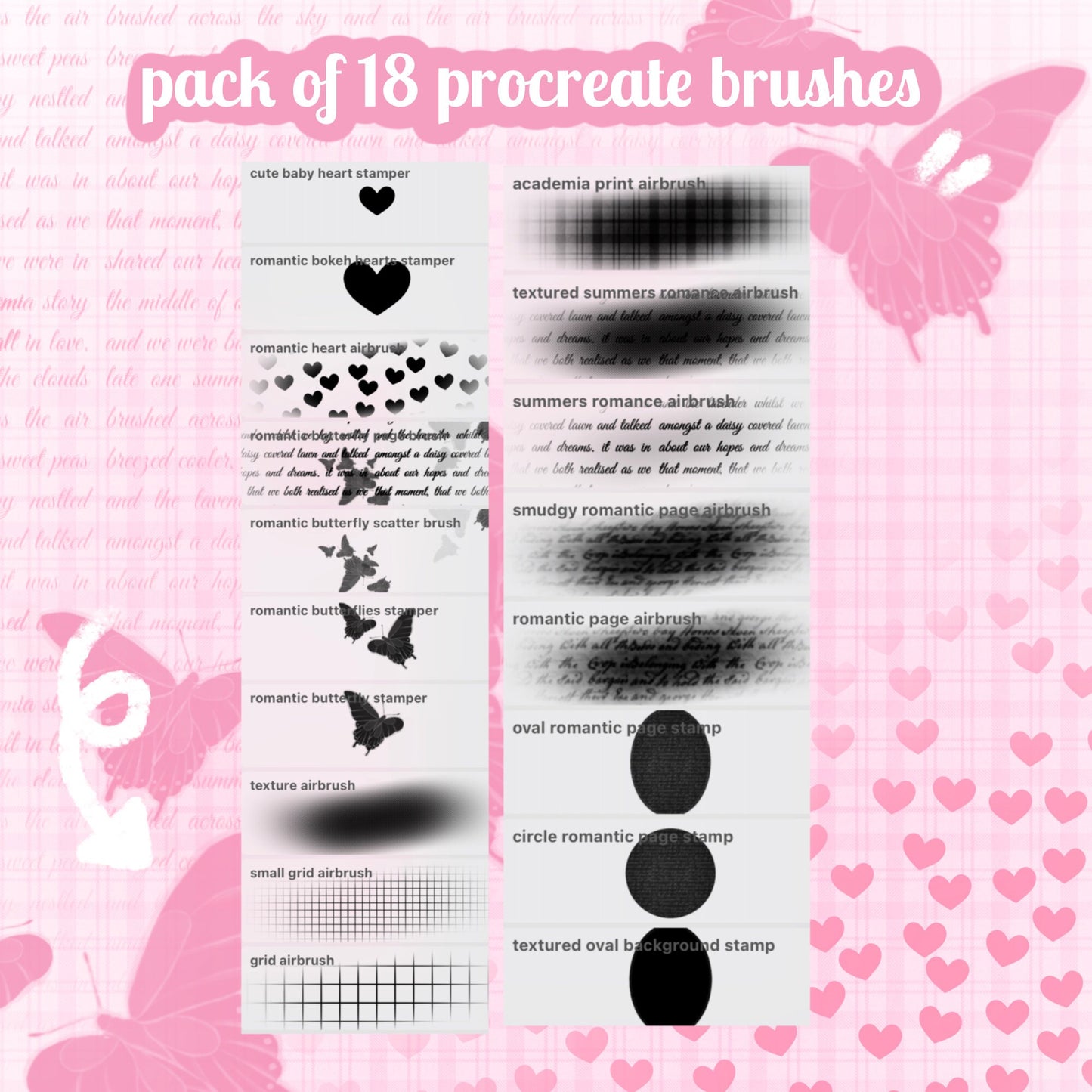 romantic academia background brushes and stamps for procreate