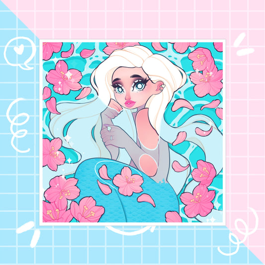 blossom mermaid square wall art print