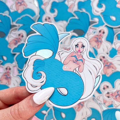 blue mermaid mirror vinyl sticker