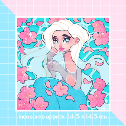 blossom mermaid square wall art print