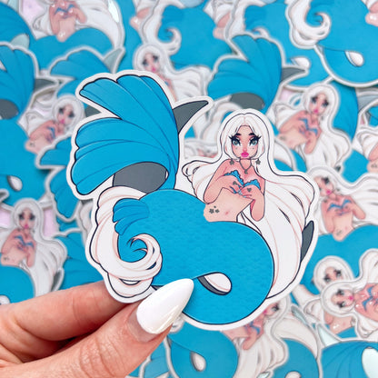 blue mermaid mirror vinyl sticker