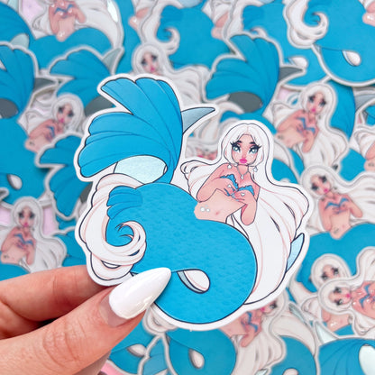 blue mermaid mirror vinyl sticker