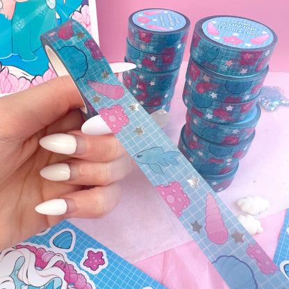 seashells silver foil aesthetic ocean washi tape