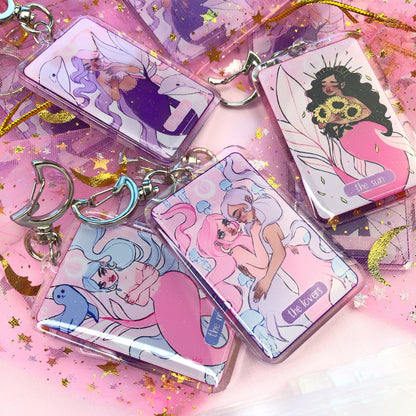 tarot card mermaids acrylic keyring charms