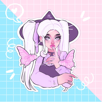 scorpio zodiac star sign witch sticker