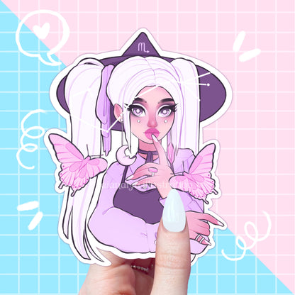 scorpio zodiac star sign witch sticker