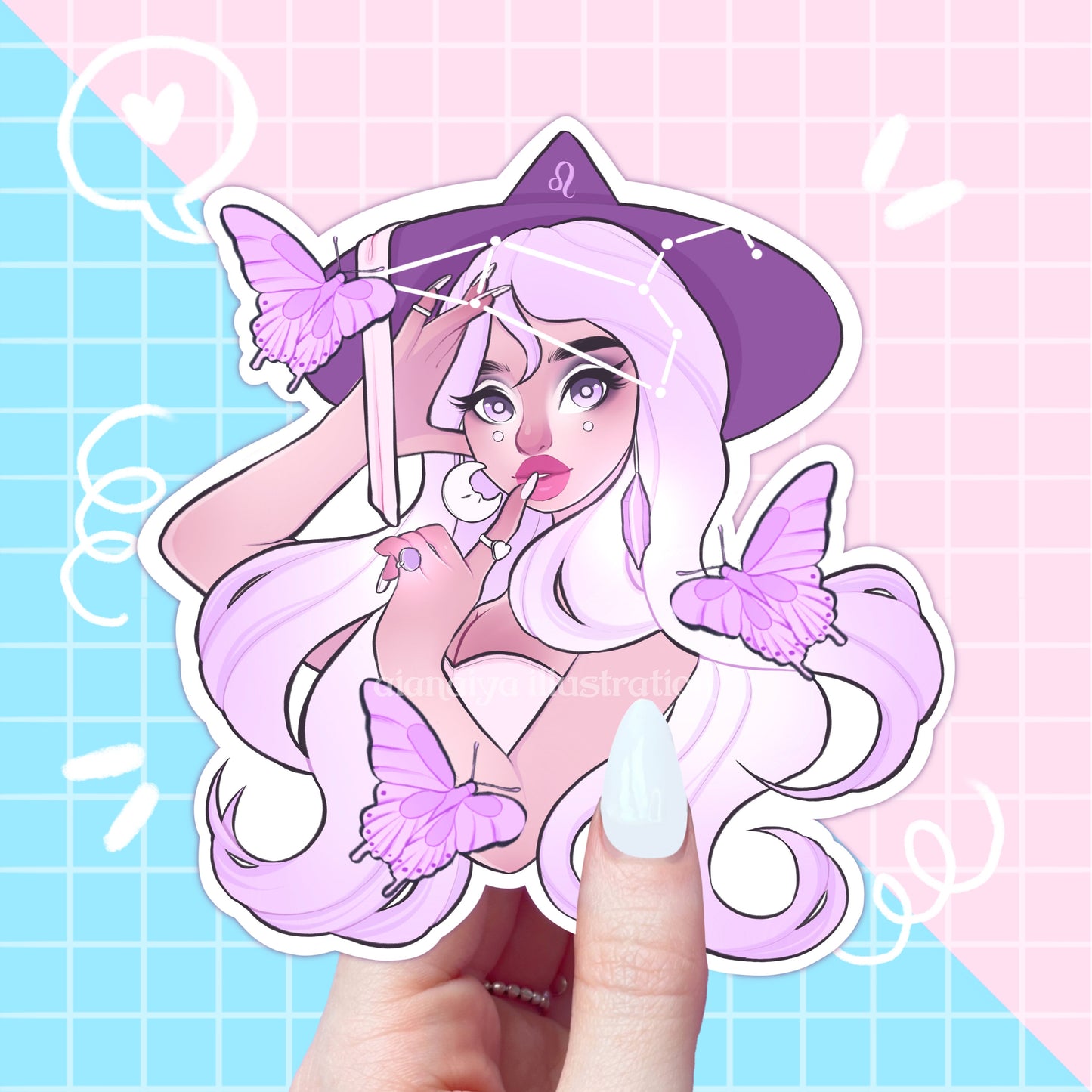 leo zodiac star sign witch sticker