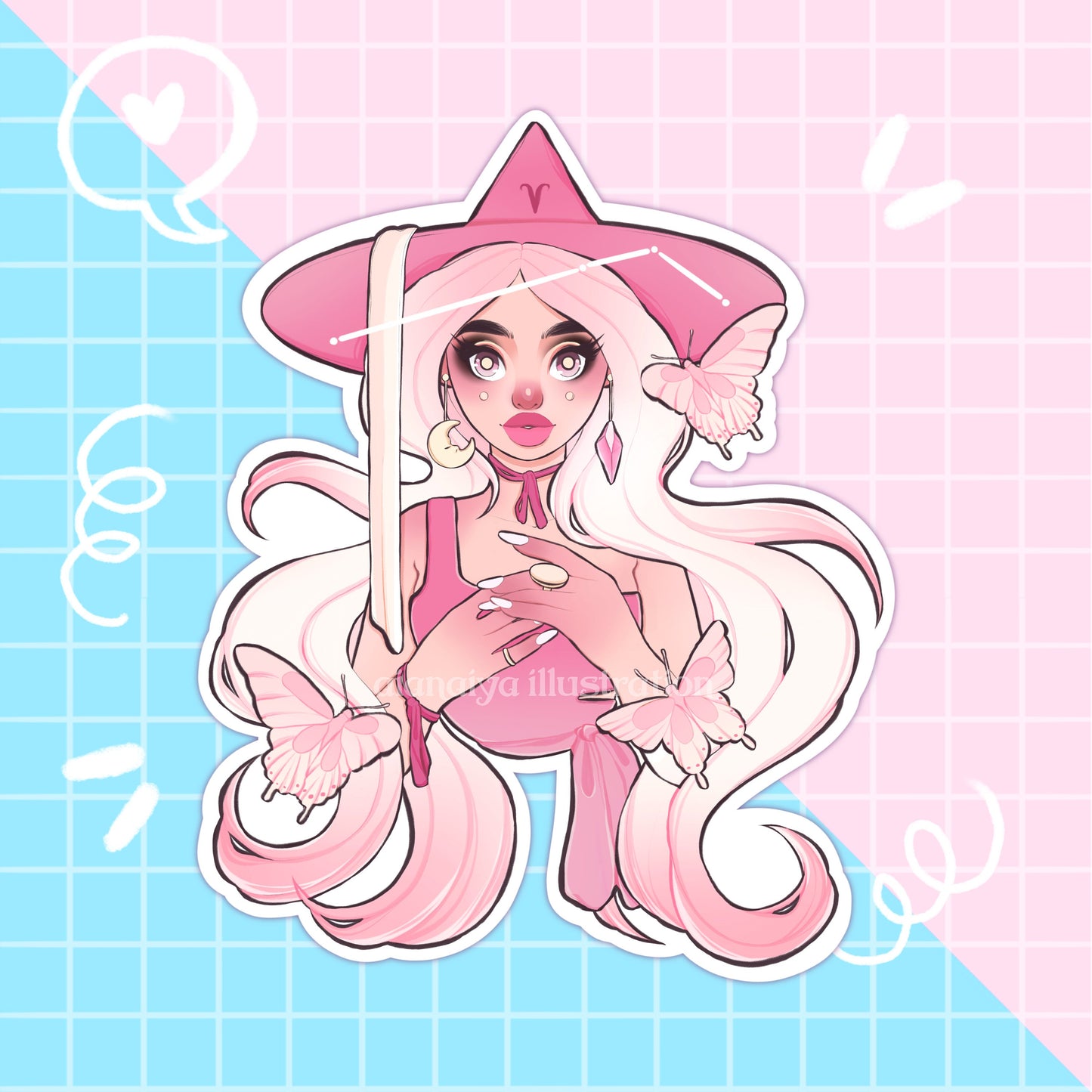 aries zodiac star sign witch sticker