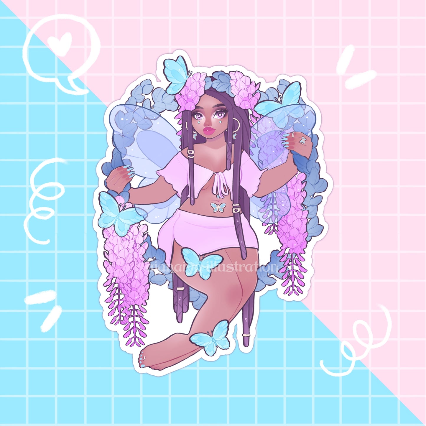 purple wisteria fairy sticker