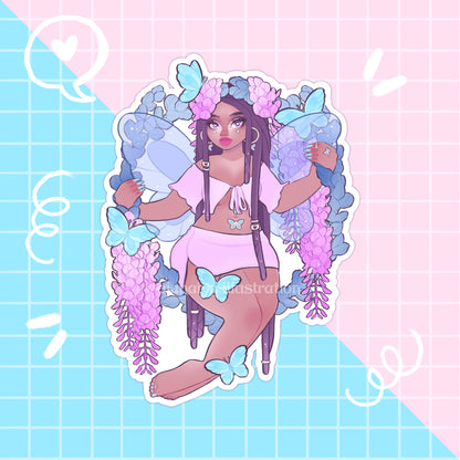 purple wisteria fairy sticker