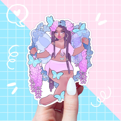 purple wisteria fairy sticker