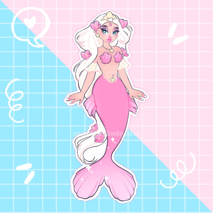 pink flower princess mermaid sticker