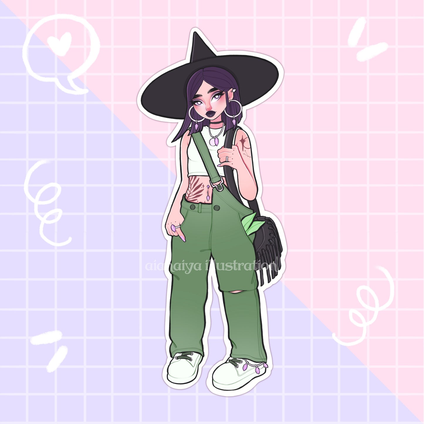 green witch crystal sticker