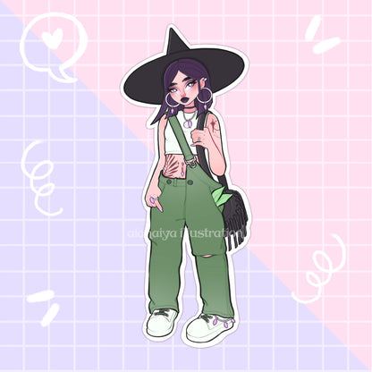 green witch crystal sticker