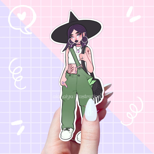 green witch crystal sticker