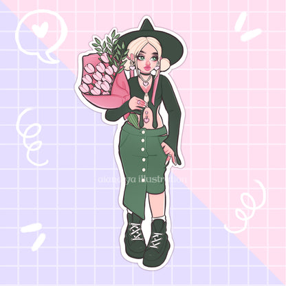 green witch tulip sticker