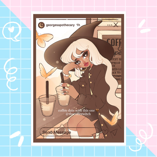 coffee witch instagram story wall art print