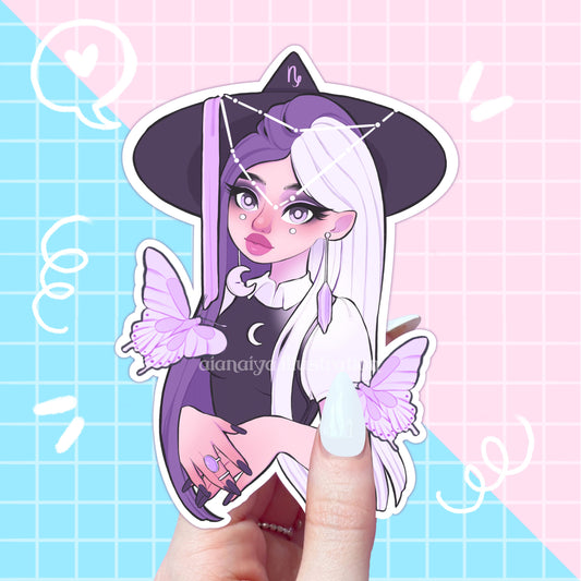 capricorn zodiac star sign witch sticker