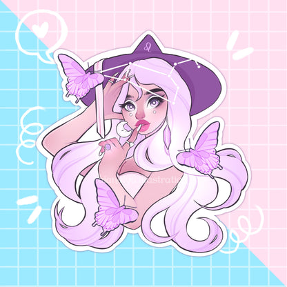 leo zodiac star sign witch sticker