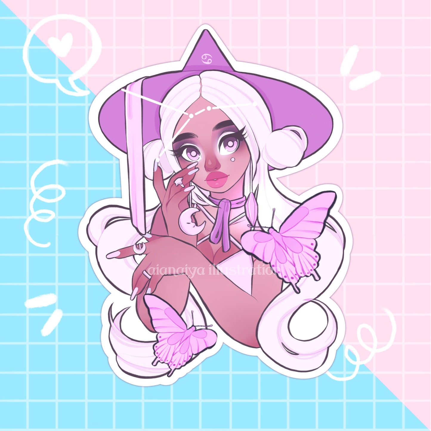 cancer zodiac star sign witch sticker