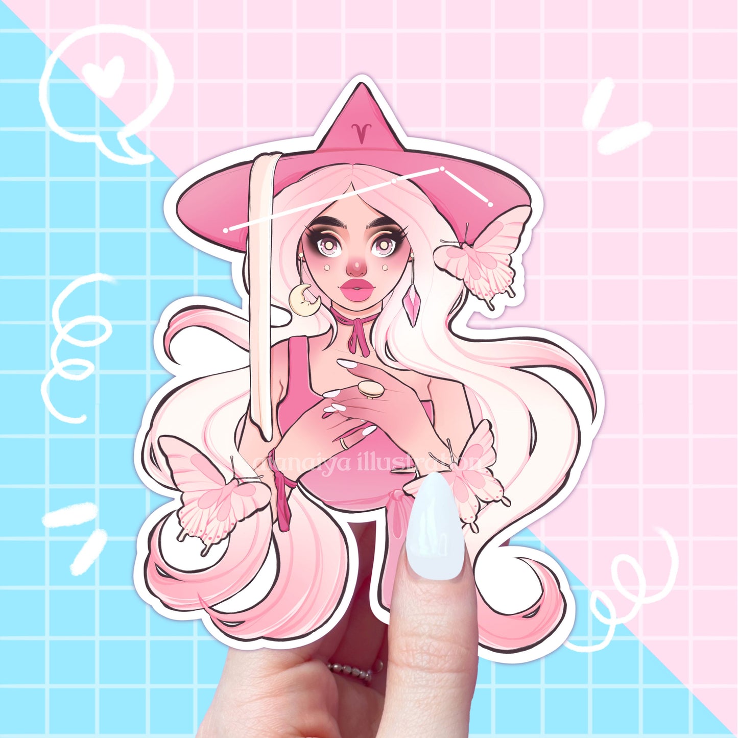 aries zodiac star sign witch sticker