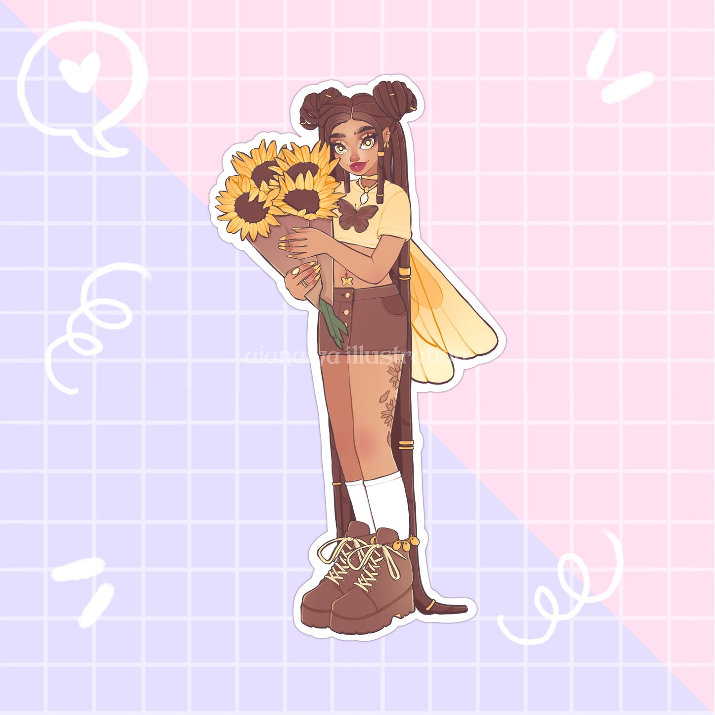 sunflower fairy witch sticker