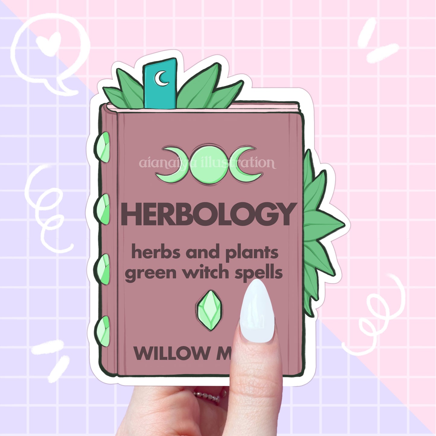 green witch spell book sticker