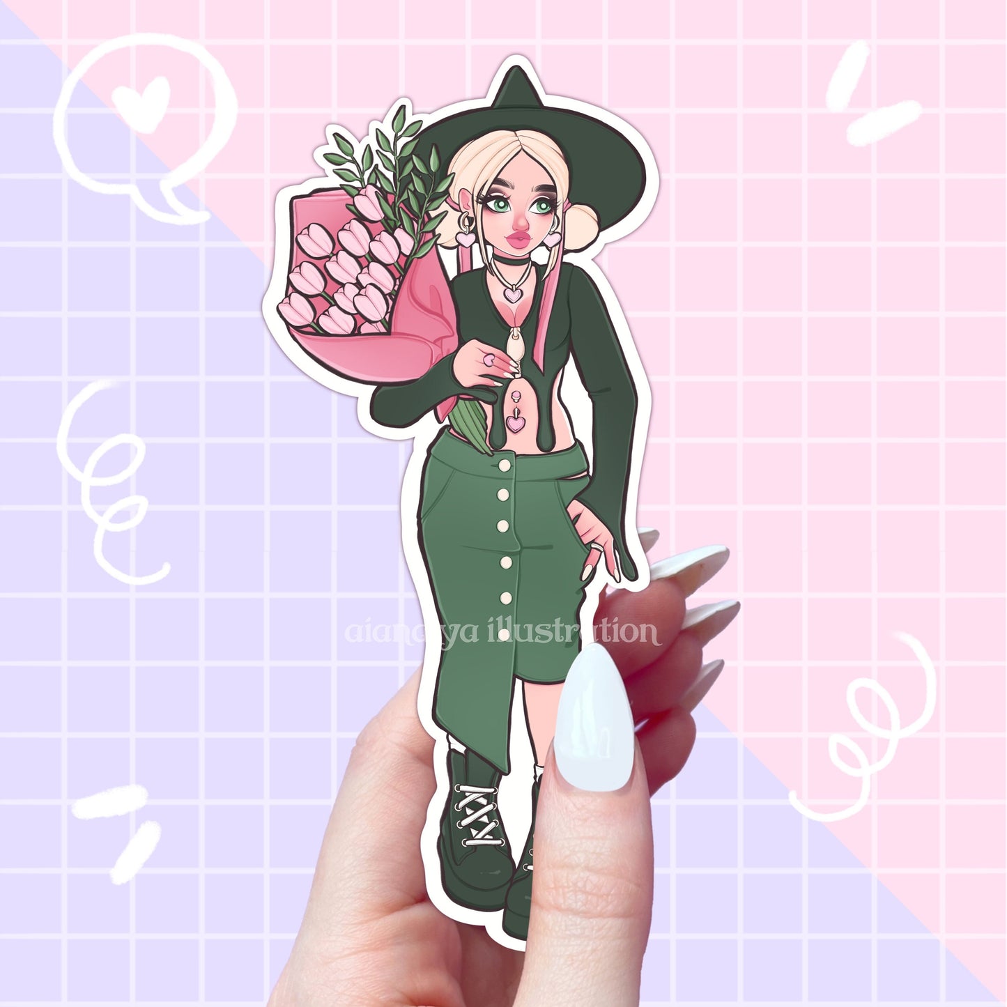 green witch tulip sticker