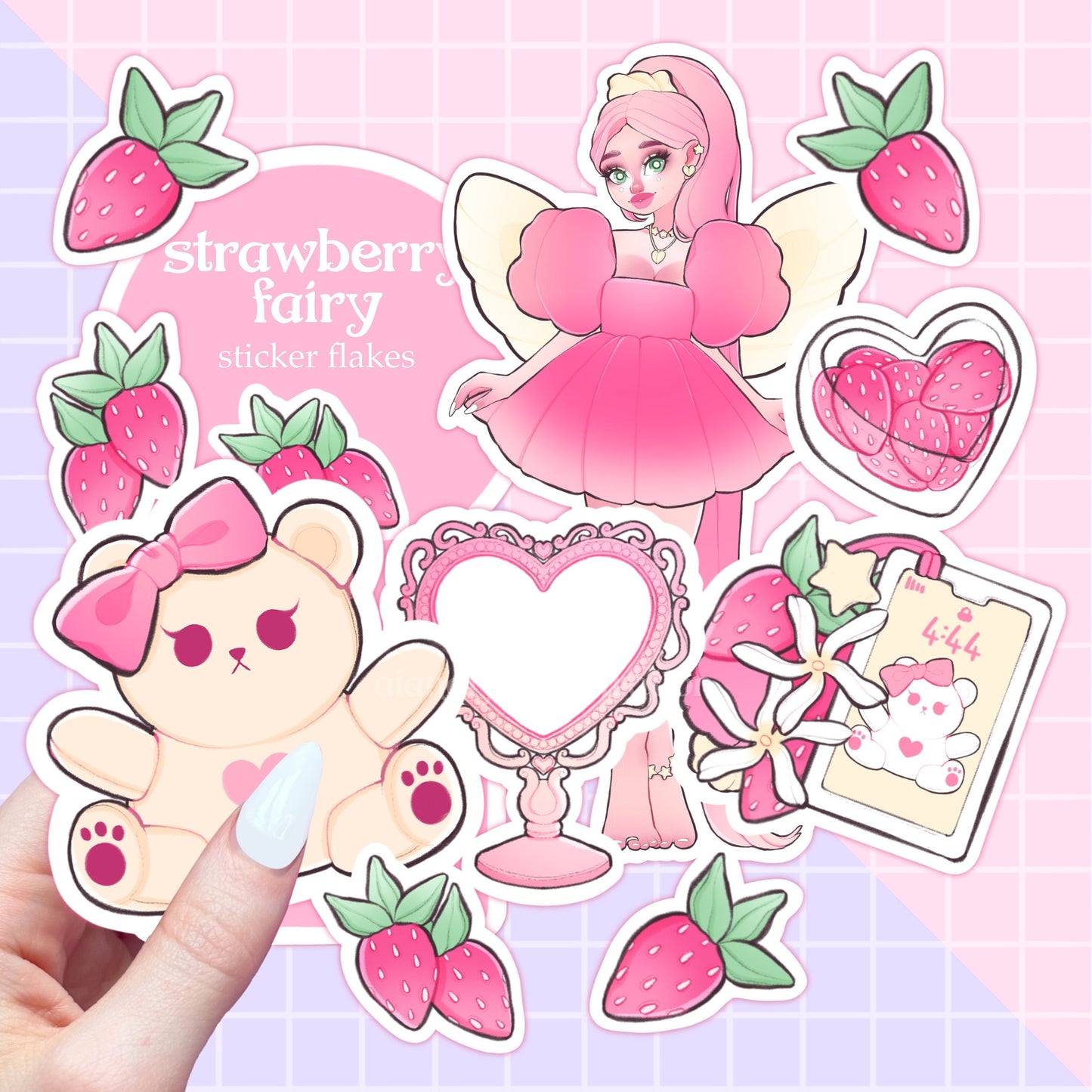 strawberry fairy sticker flakes sticker pack