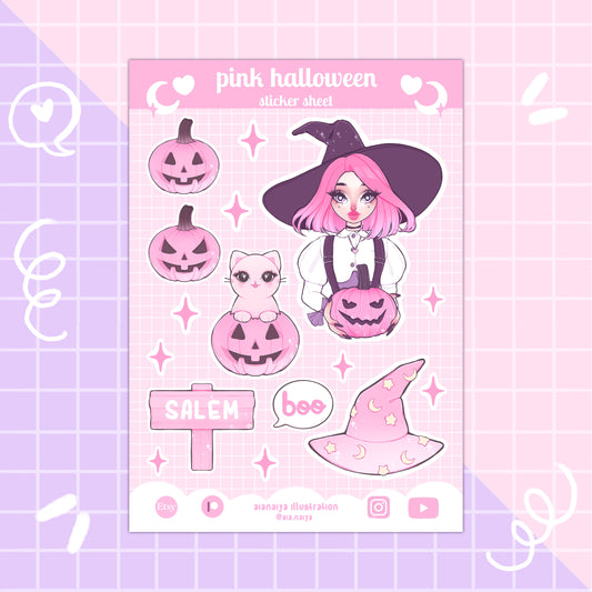 pink halloween vinyl sticker sheet