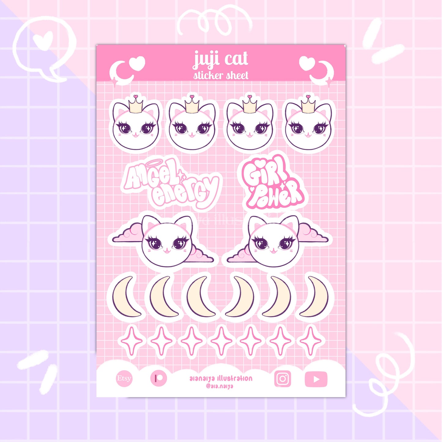 juji cat paper sticker sheet