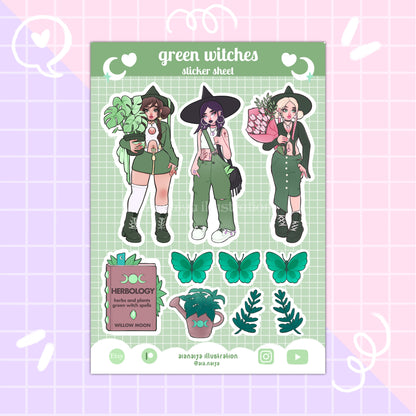 green witches paper sticker sheet