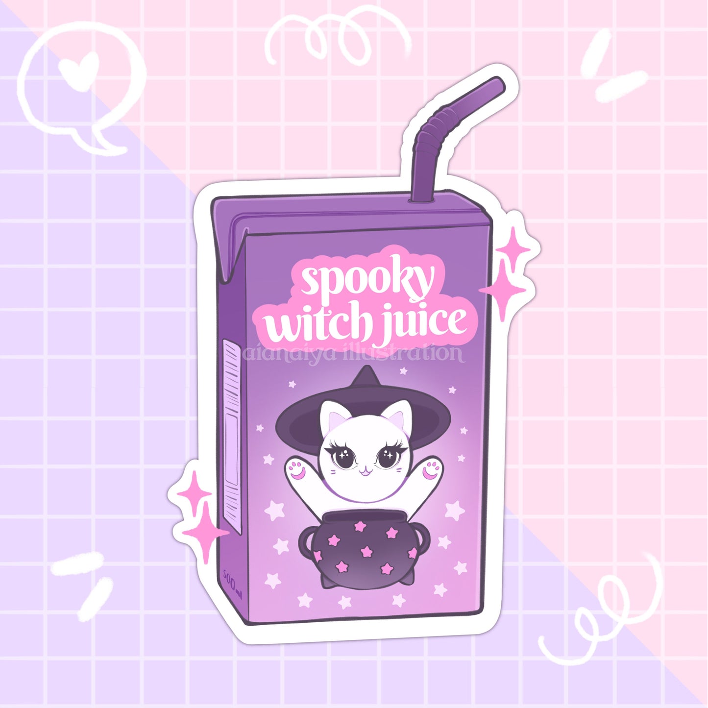 spooky witch juice carton sticker