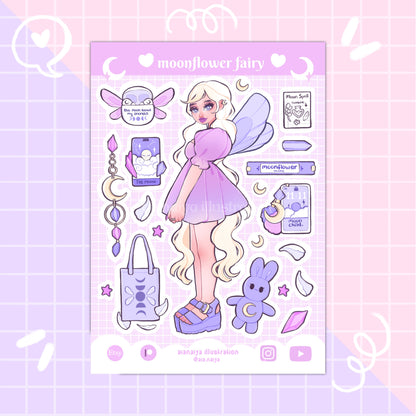 moonflower fairy vinyl sticker sheet