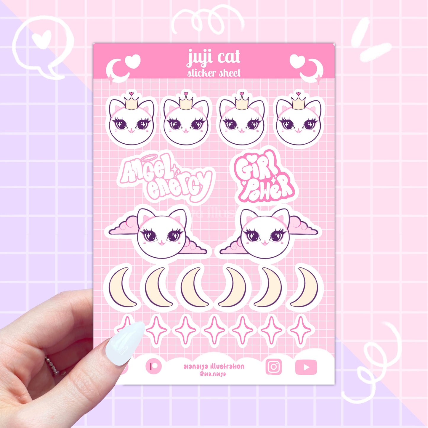 juji cat paper sticker sheet