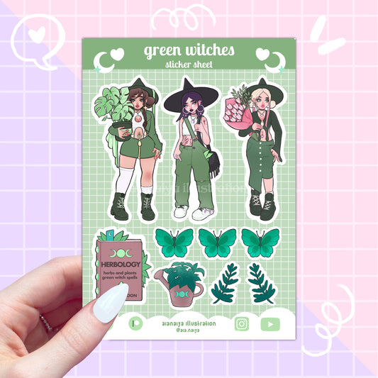 green witches paper sticker sheet