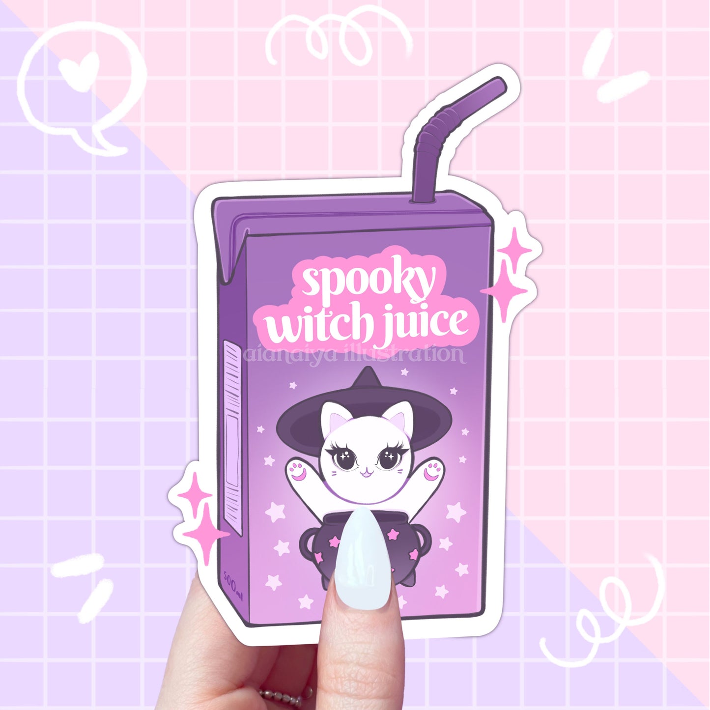 spooky witch juice carton sticker