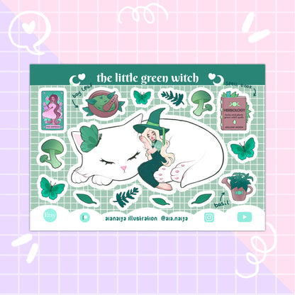 little green witch vinyl sticker sheet