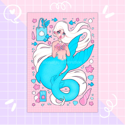 blue + pink postcard ocean trinkets mermaid