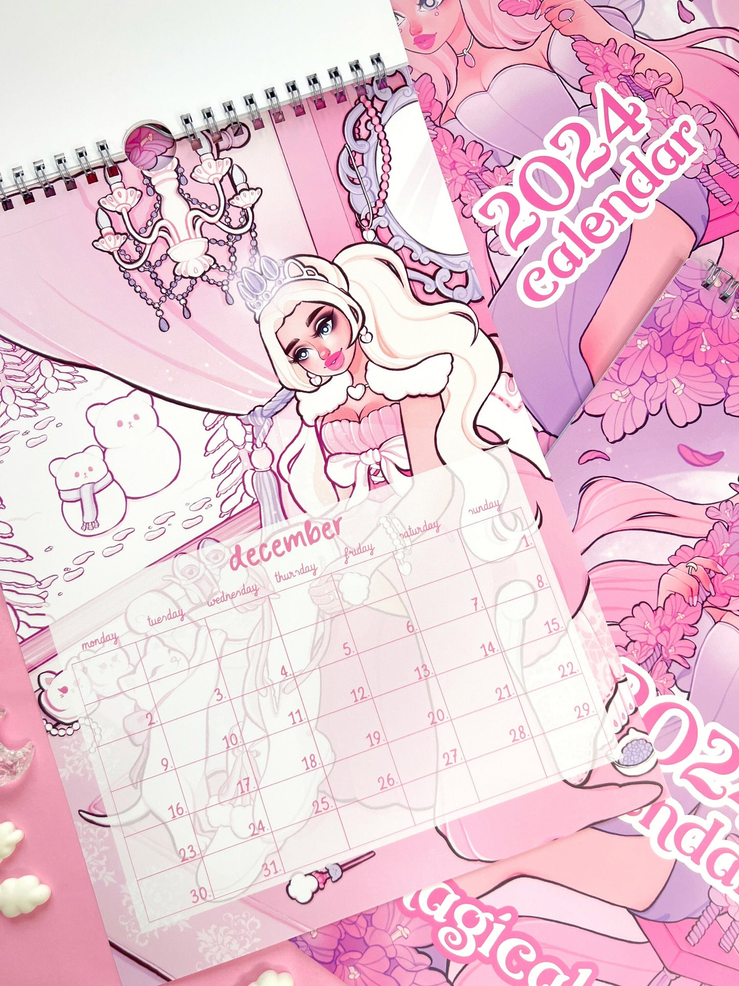 2024 A4 wall calendar magical girls