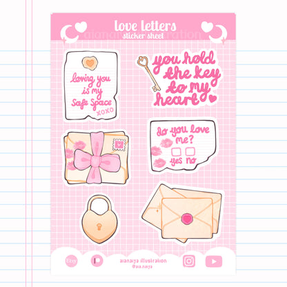 love letters and quotes sticker sheet | premium matte paper sticker sheet | love quotes stickers