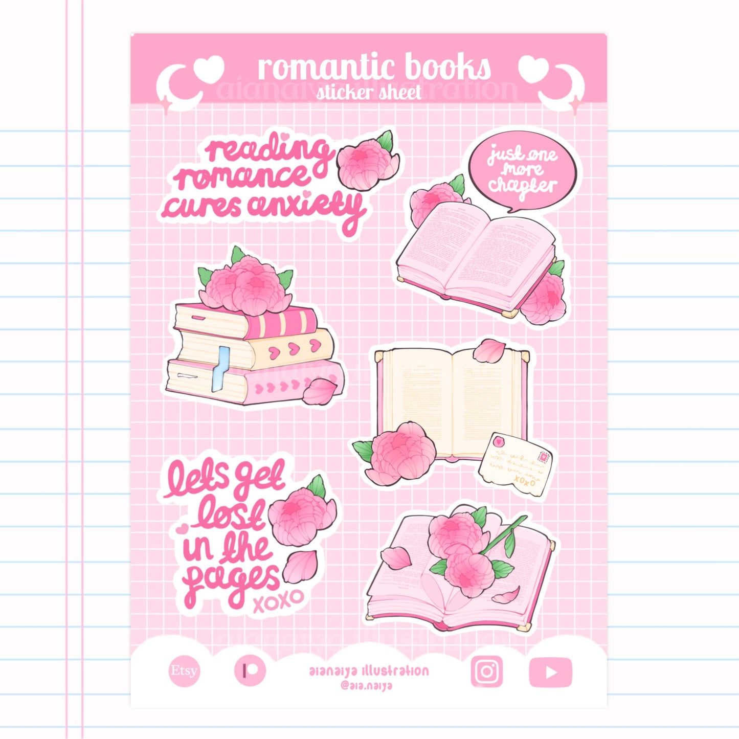 romantic bookish sticker sheet | premium matte paper sticker sheet | romantasy stickers